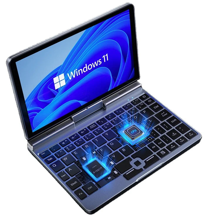 8 Inch Touch Screen Mini Notebook N100 DDR5 12GB RAM Metal Silver Laptop