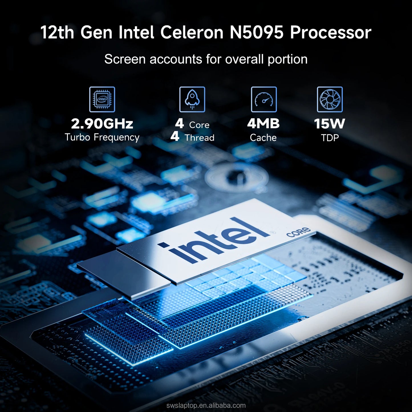 15.6" Laptop Computer 16GB RAM 512GB SSD Intel Celeron N5095 FHD IPS Display Fingerprint Wi-Fi 5 Windows 11 Laptop Business