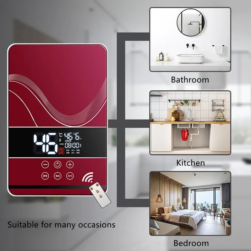 Electric Water Heater Electric Shower Quick Heating DC Machine Household Kitchen Bathroom Unlimited Hot Water Remote Control