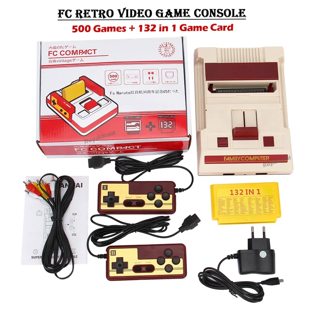 NEW 8Bit Video Game Consol Built-in 500 Classic Games Family Computer TV Game Console Support Game Cartridge For FC Retro Gaming