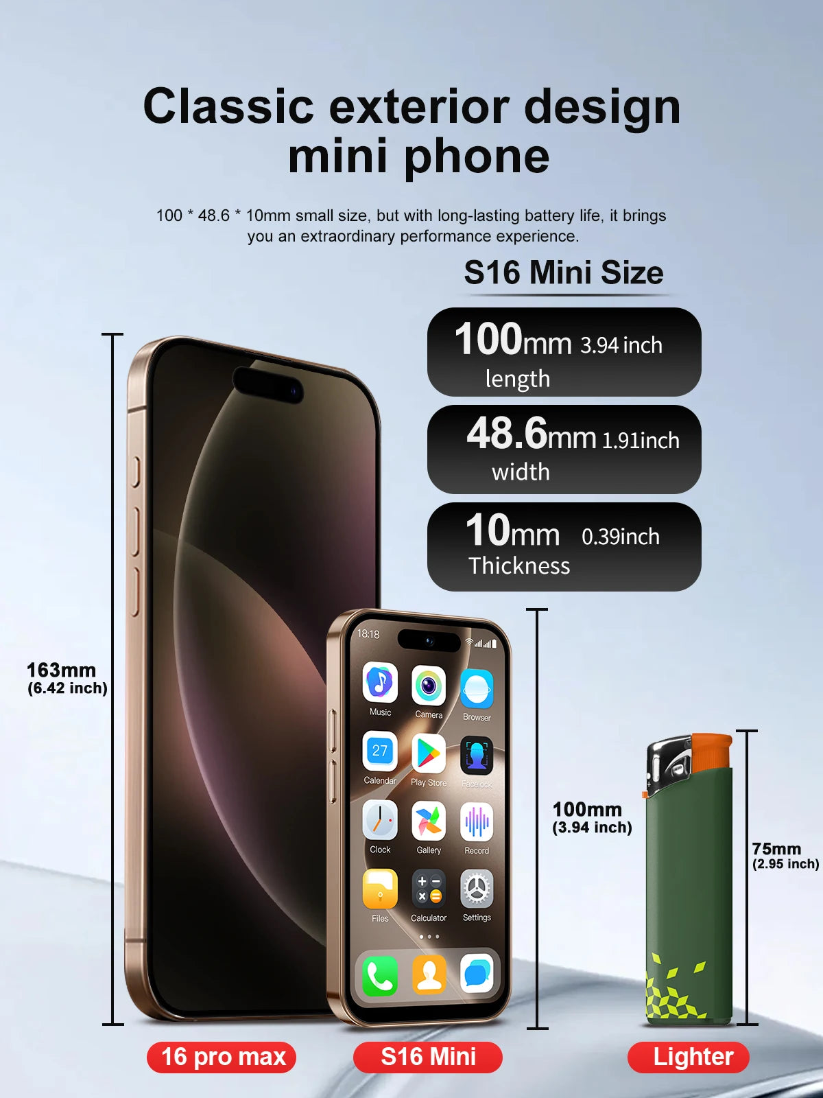 SERVO S16 Mini 4G Network Small Smartphone 2 SIM Standby Android 12.0 System Play Store WiFi GPS 4.0" Screen Palm Cellular Phone