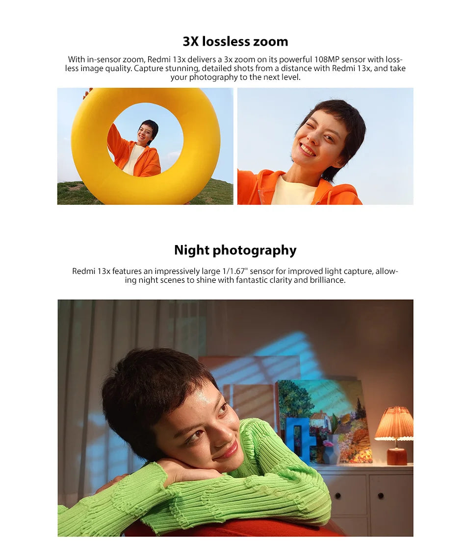 Global Version Xiaomi Redmi 13X Smartphone MTK Helio G91 Ultra 108MP super clear camera 6.79" FHD+ display 33W fast charging