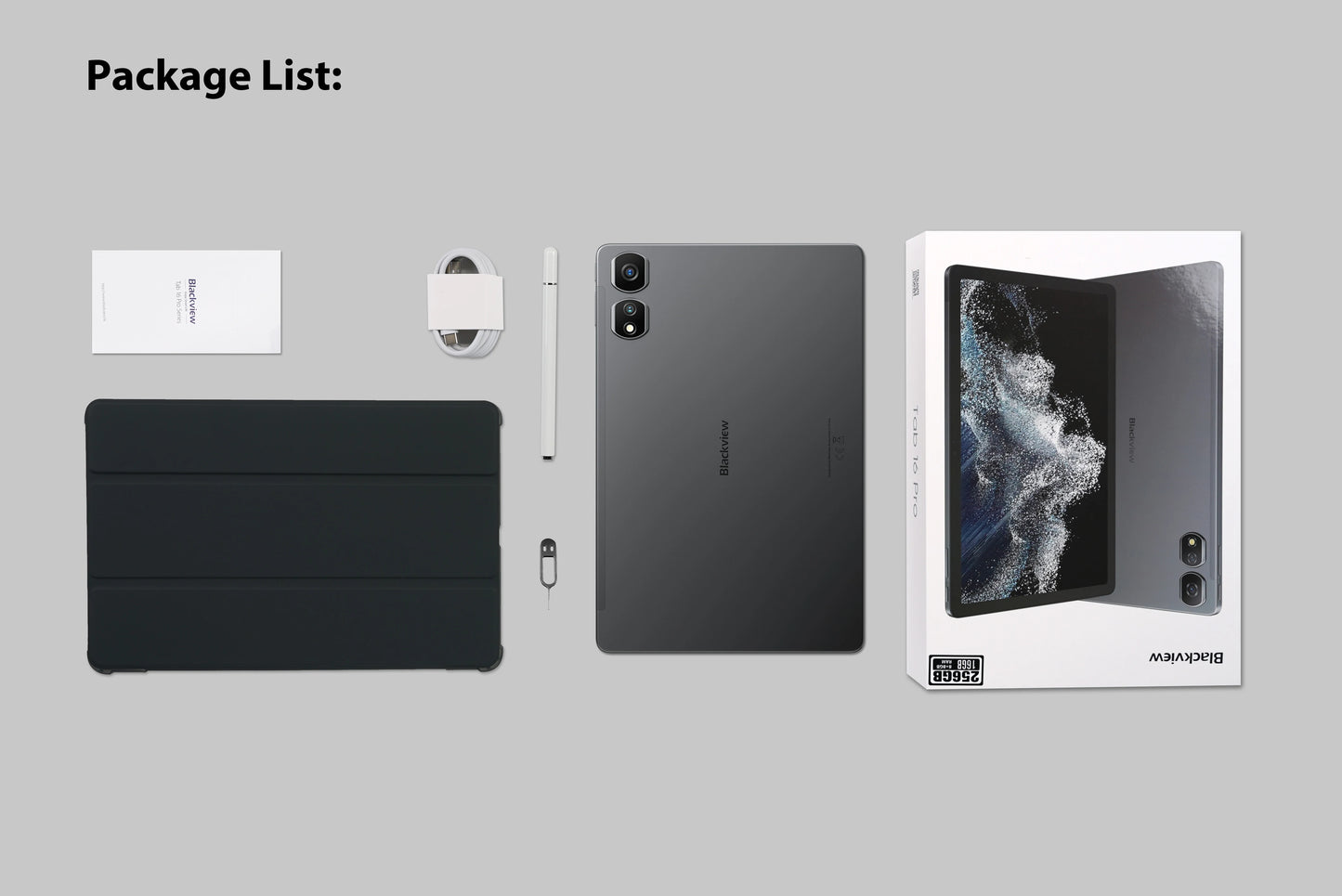 Blackview Android 14 Tab 16 Pro 11 Inch Touch Tablet 2K Screen 24GB +256GB 4G LTE+5G WiFi Gaming Tablets with Protective Shell