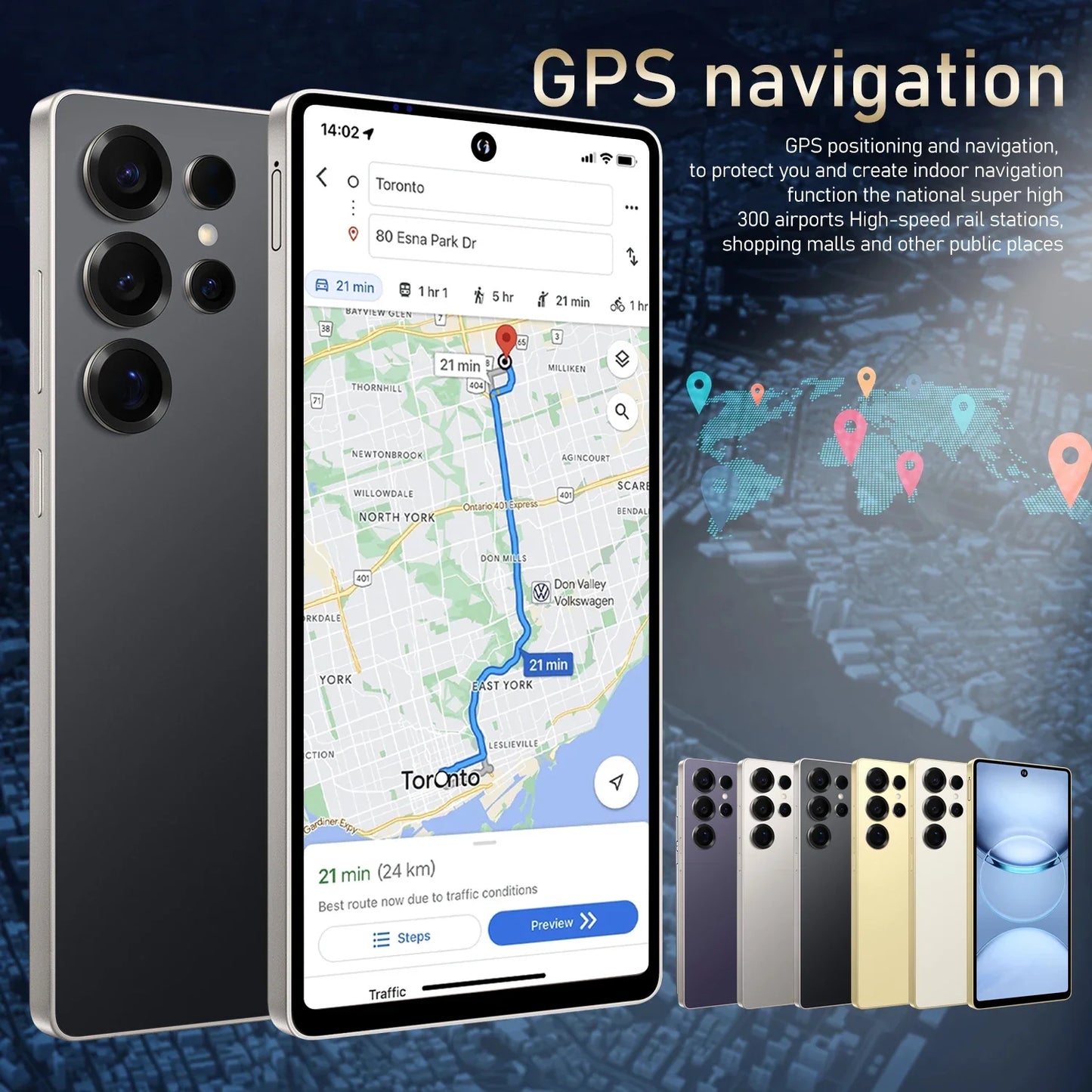 Global Vision S24 Ultra Smartphone 5G Android 5800mAH 8GB RAM 512G ROM 6.8Inch 1920x1080HD 24+48MP MTK10 4G Network Mobile Phone