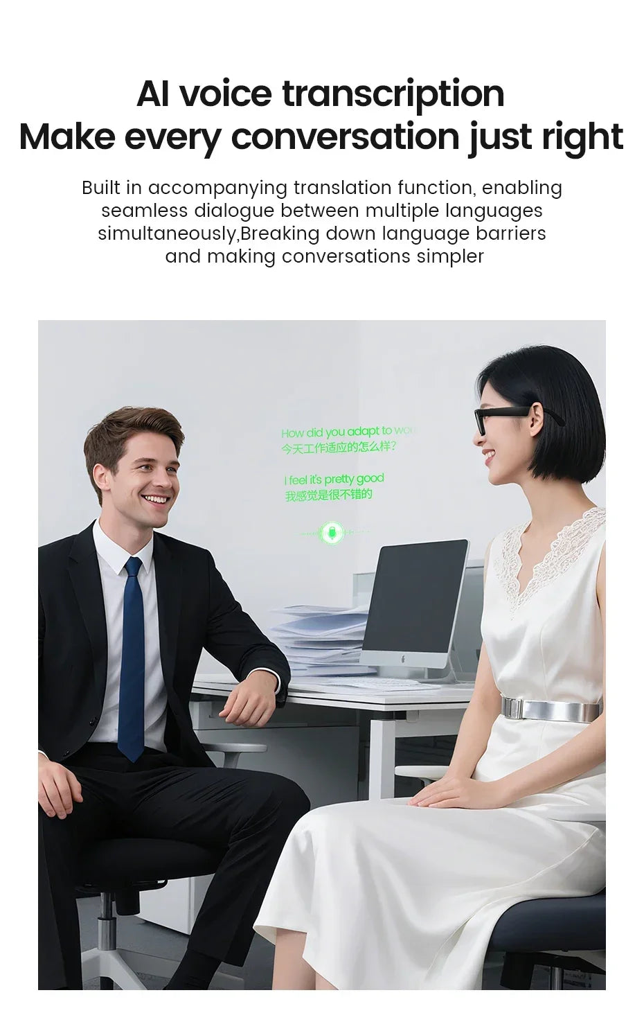 2025 New Smart Glasses 800W HD Camera AI Identification Touch 1080P HD Video Recording Al Voice Wireless Calling Smart Glasses