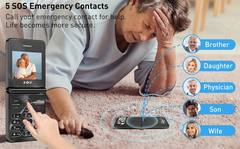 XGODY S200 Mini Smartphones Pocket 2G Dual SIM 2.4 inch Bluetooth Small Mobile Phone 1300mAh Battery Large Button Flip Foldable