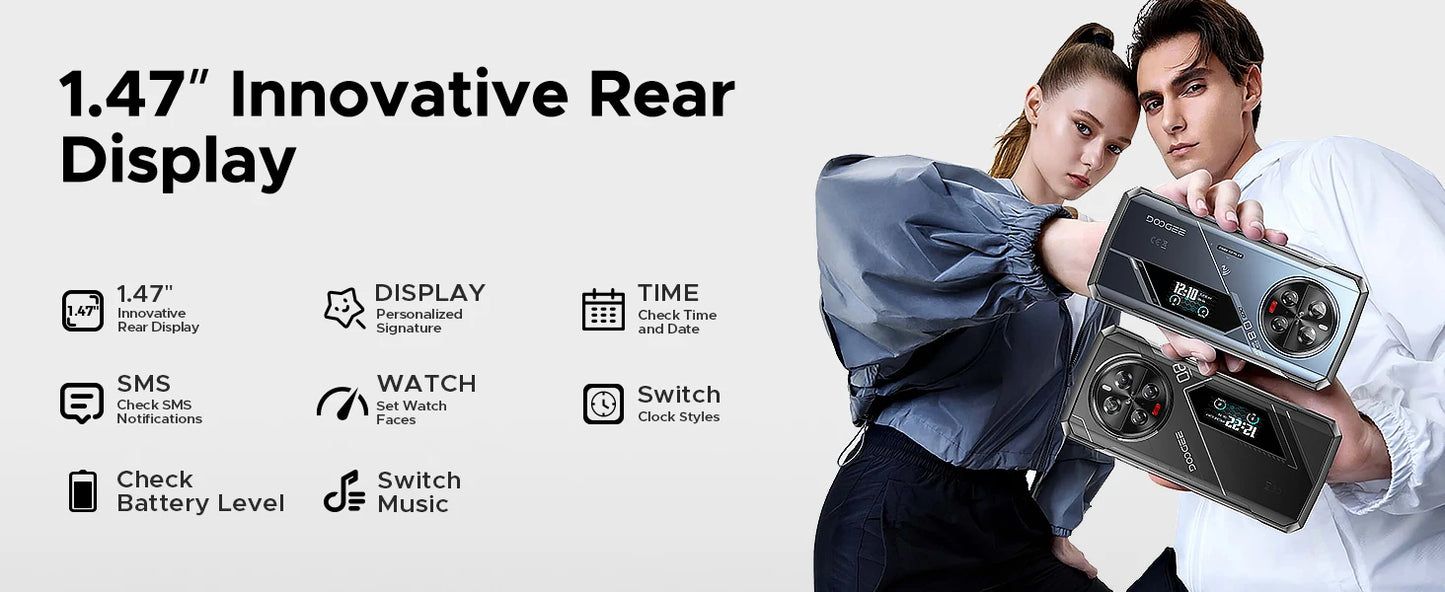 DOOGEE V40 Pro 5G Rugged Phone 1.47" Rear Display 16GB+512GB Dimensity 7300 200MP AI Camera 8680mAh Battery 5g Gaming Phone