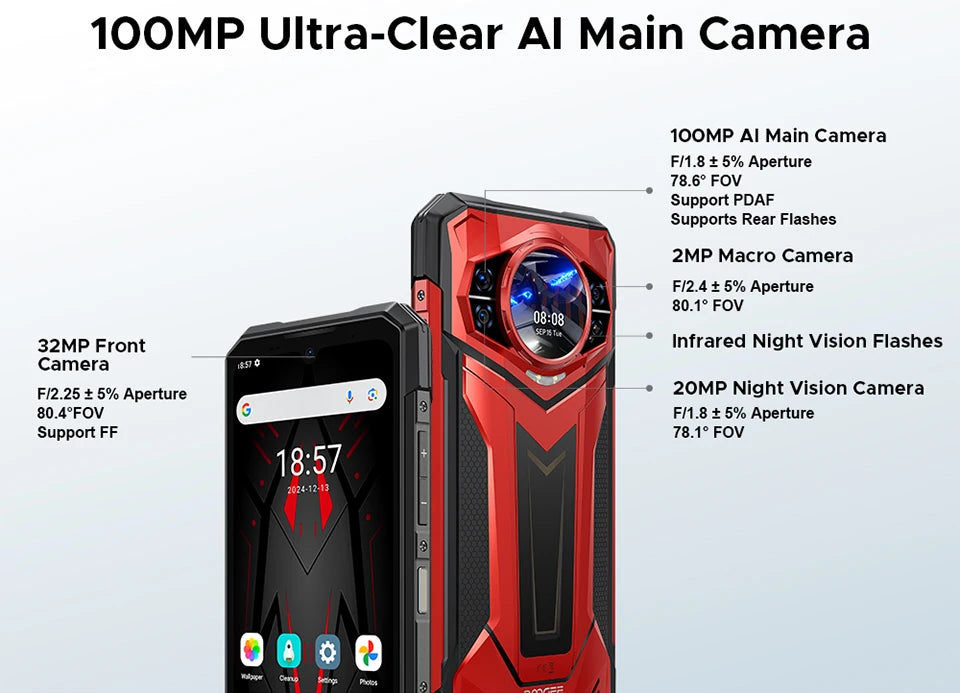 DOOGEE S200 Plus 5G Rugged Phone 1.32" Rear Display AI Image 6.72'' Screen 16GB 512GB 11000 mAh Battery Android 15 Smartphone