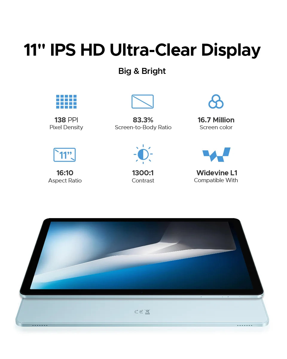 【Brand+】Doogee Tab A9 Pro+ Tablet Pc 11-Inch Android 15 30Gb Ram(6+24) 128Gb Rom 8580Mah Battery Widevine L1 Support