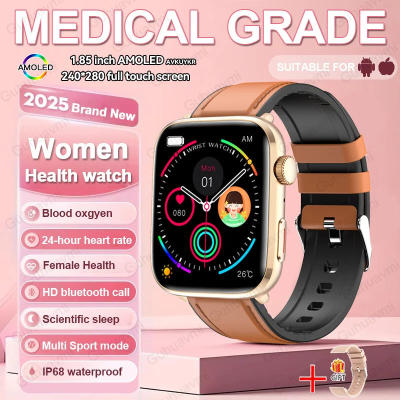2025 Smart Watch For XIAOMI Women Full Touch Screen BT Call Waterproof Watches Sport Fitness Tracker Health Smartwatch Lady Gift