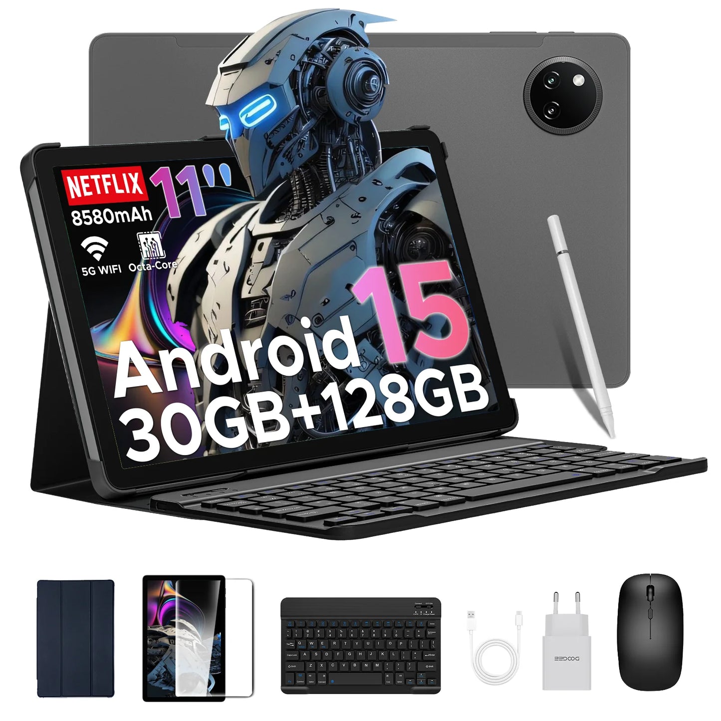 【Brand+】Doogee Tab A9 Pro+ Tablet Pc 11-Inch Android 15 30Gb Ram(6+24) 128Gb Rom 8580Mah Battery Widevine L1 Support