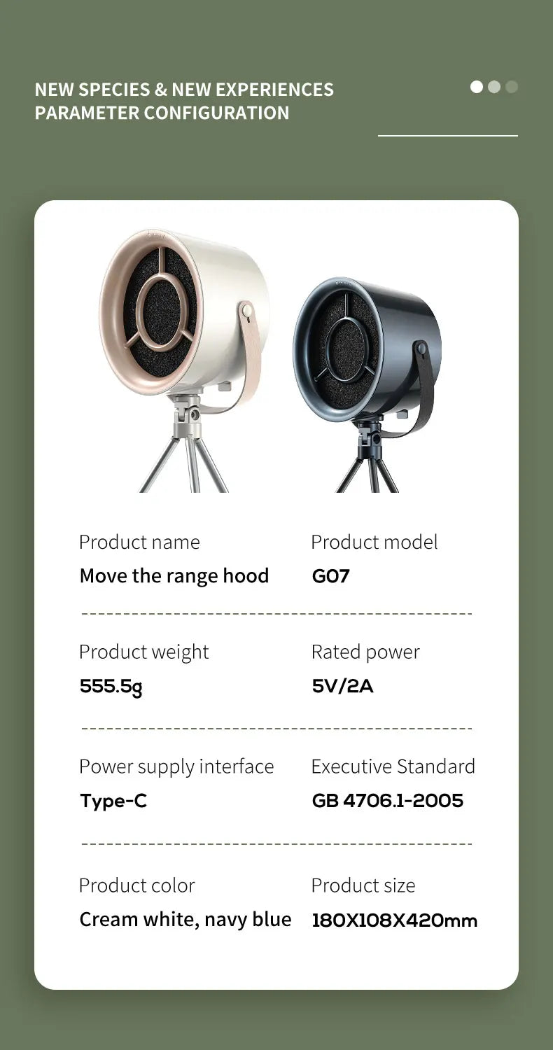 Portable Fan, Small Kitchen Hood, Extractor, USB Power Supply, Office Kitchen Hood, Mini Suction, Vacuum Hood, New, 2024