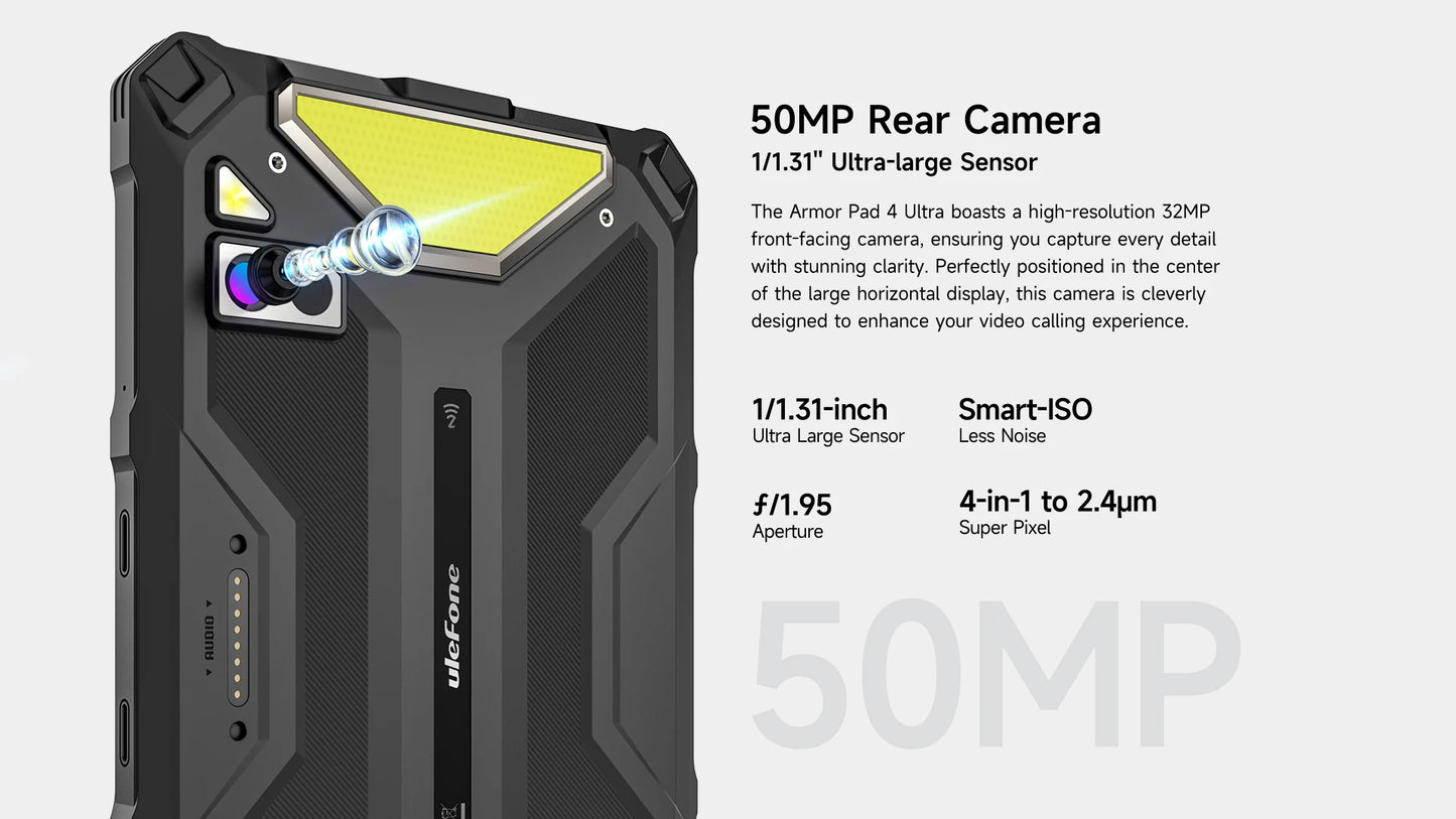 Ulefone Armor Pad 4 Ultra 5G Rugged Tablet Thermal lmaging 10.36"2K Up to 16GB RAM 256GB ROM Android 14 11800mAh