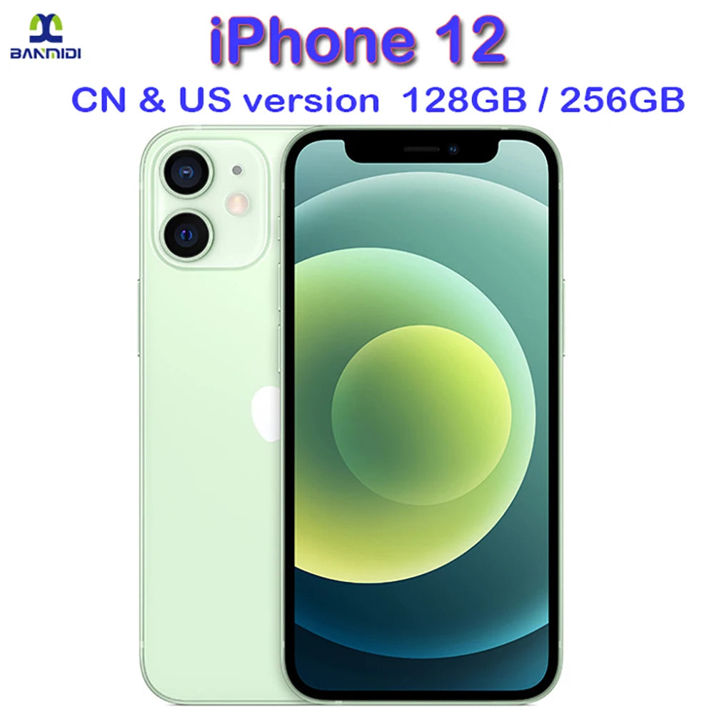 Unlocked iPhone 12 CellPhone 128GB/256GB ROM 4G RAM Original 6.1" OLED Screen A14 Bionic 12MP 95% New Smartphone