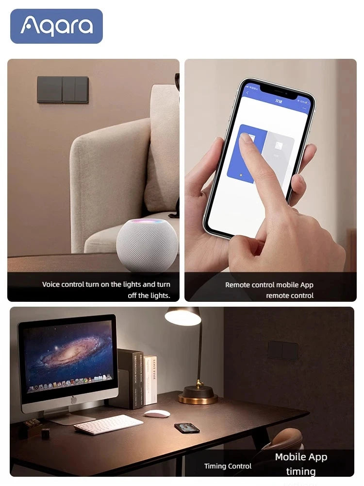 Original Aqara Smart E1 Wall Switch ZigBee 3.0 Wireless Light Button No With Neutral Fire Wire For Xiaomi Mi Home Homekit APP