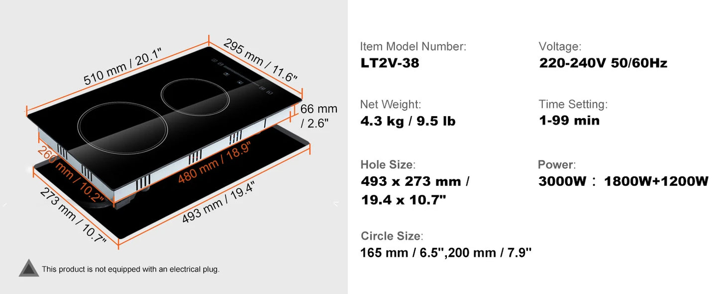 SucceBuy 2/4/5 Burners Built-in Induction Stove Top 12/24/30in Ceramic Glass Electric Cooktop For Household Commercial Cooking