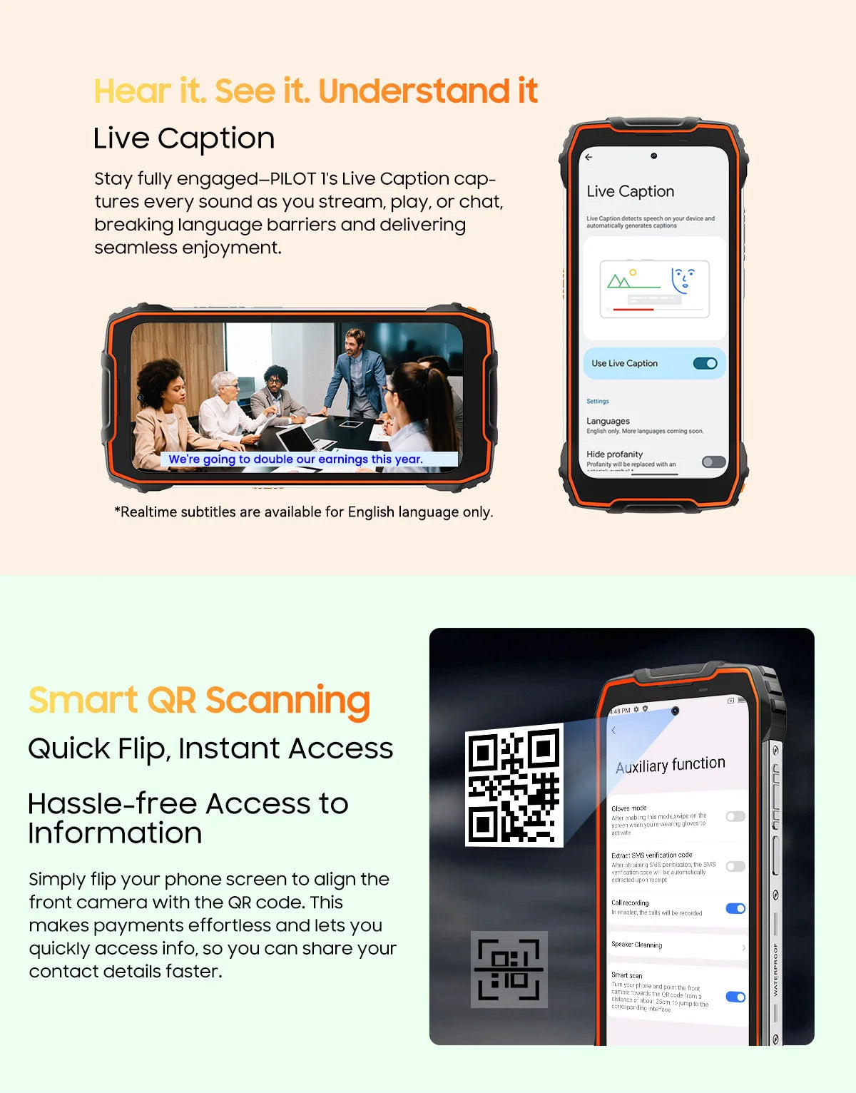 Blackview OSCAL PILOT 1 Rugged Phone, 6GB+ 256GB ,Helio G81 Smartphone Android14, 6.67'' Display Mobile Phone, 15000mAh, NFC