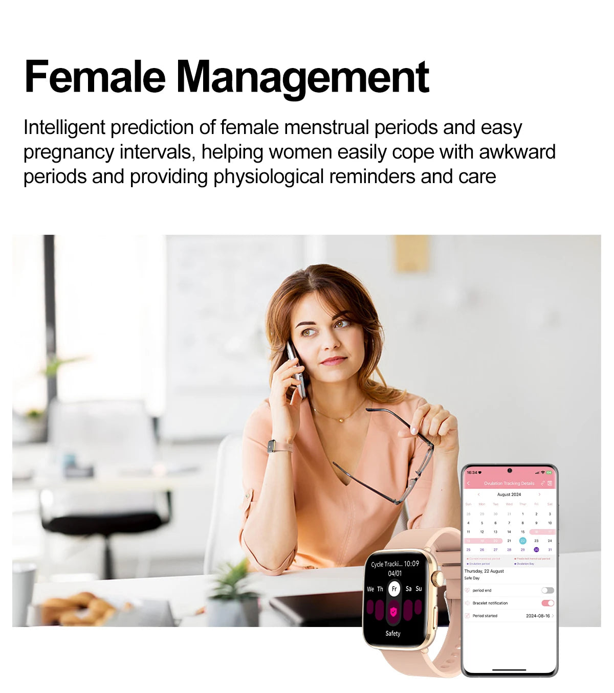 2025 Smart Watch For XIAOMI Women Full Touch Screen BT Call Waterproof Watches Sport Fitness Tracker Health Smartwatch Lady Gift