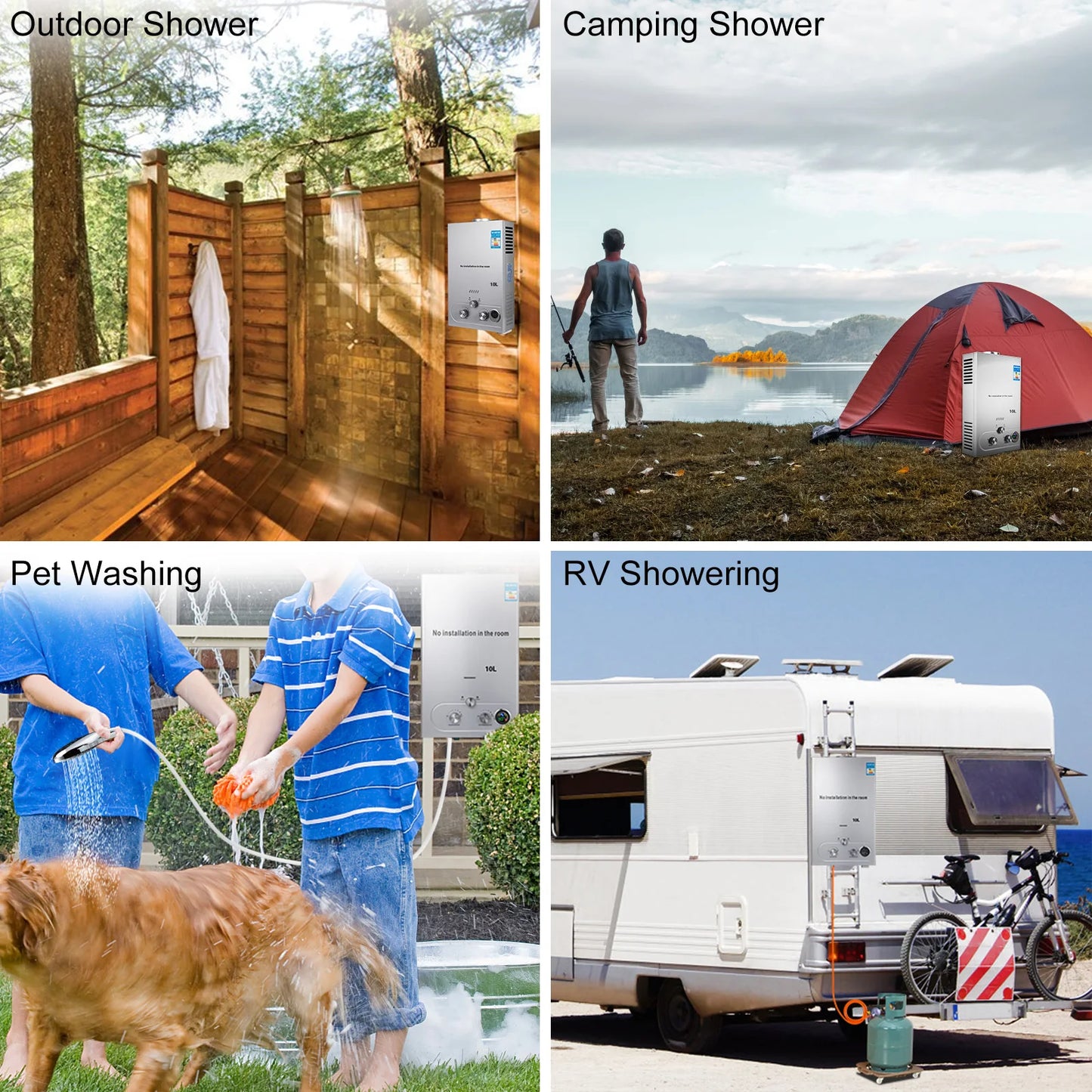 VEVOR 6-18L LPG Gas Hot Water Heater Propane Tankless Instant Boiler With Shower Kit LPG Water Heater Home Appliance LPG Boiler