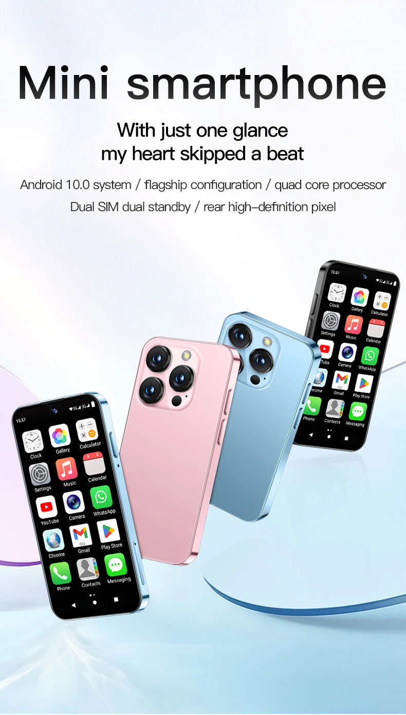 SERVO 19E 3G WCDMA Mini Smart Phone 3.88"Display 2 SIM Android 10.0 16GB ROM Face Recognition GPS Android Smart Cellphone TYPE-C