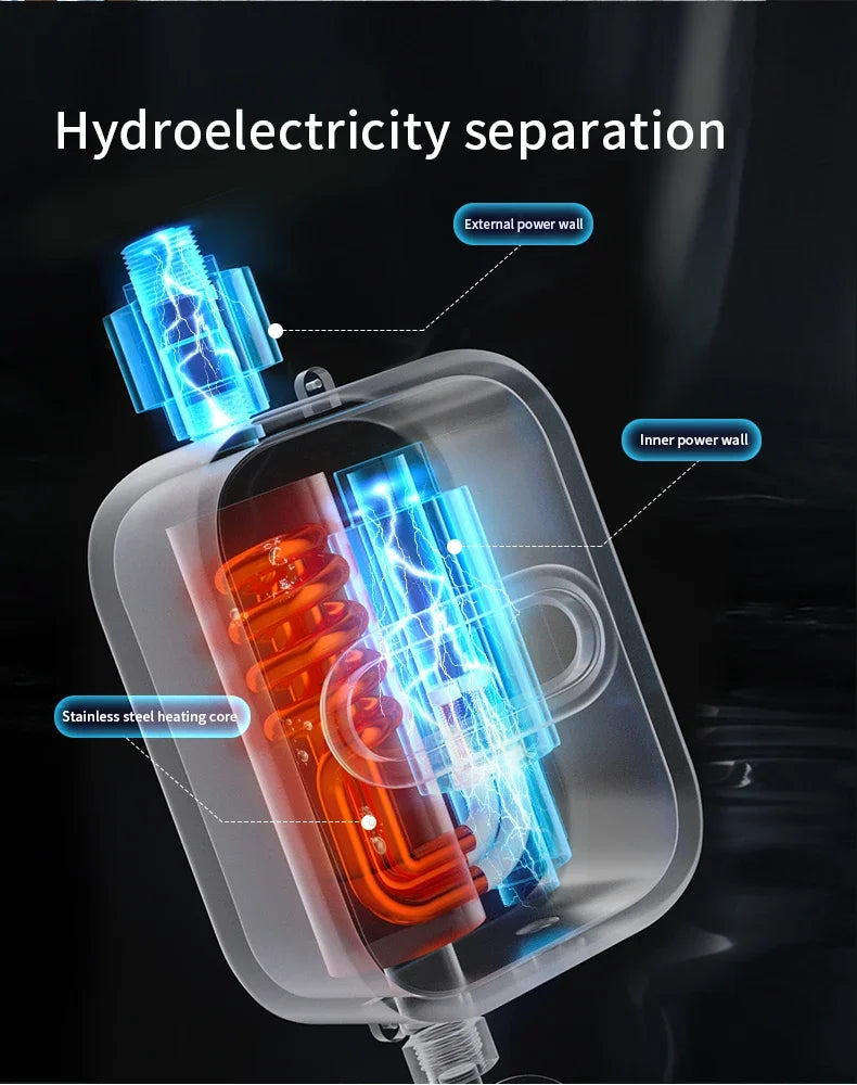 3500W Electric Mini Instant Hot Water Heater Bathroom Faucet Tap Heating 3 Seconds Instant Water Heater Shower Head Set