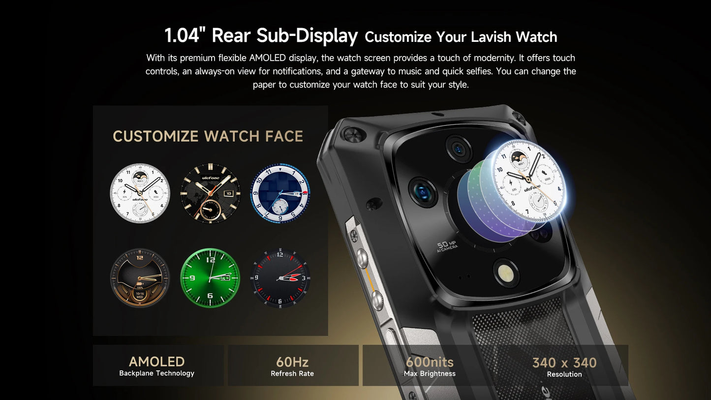 Ulefone Armor 28 Pro 5G AI Rugged Phone 512GB ROM Smartphone 120W MTK Dimensity 7300 10600mAh 6.67”AMOLED 64MP Mobile phone