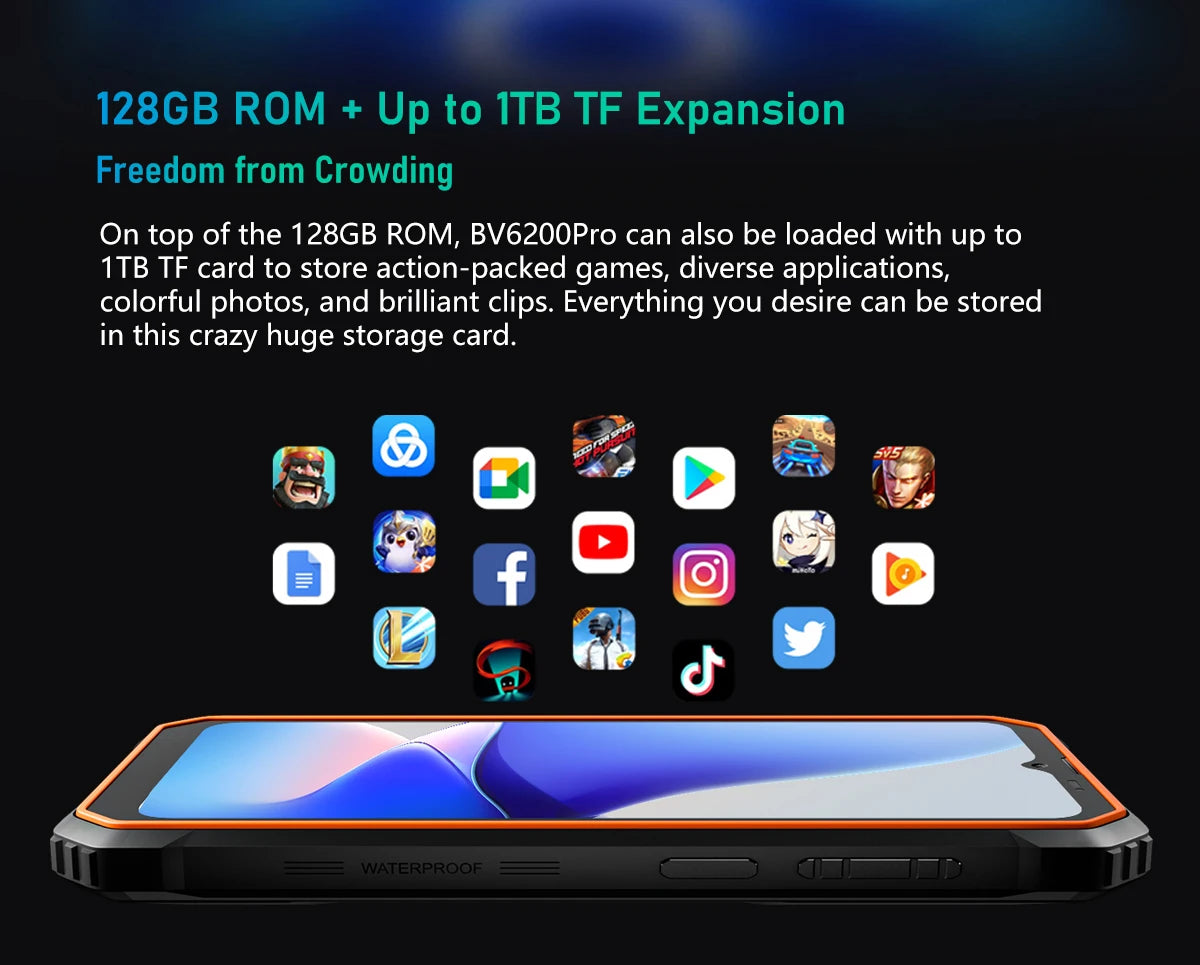 Blackview BV6200 Pro Rugged Phone Android 13 6.56'' Helio P35, 6GB+128GB Smartphone 13000mAh With 18W Fast Charge NFC Cell Phone