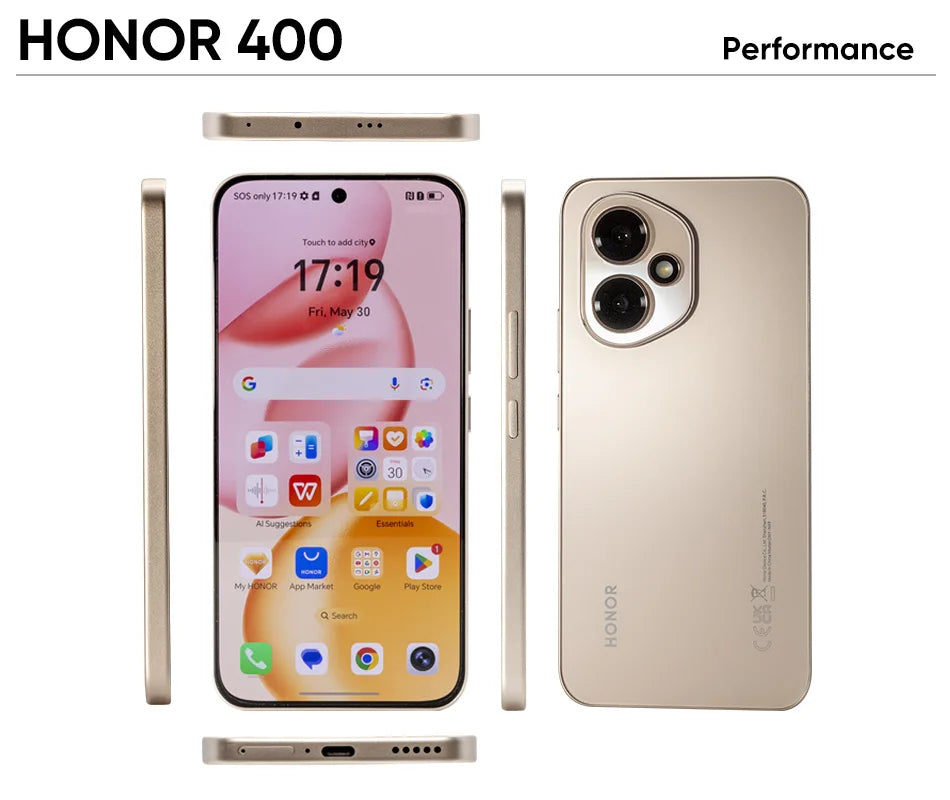 Honor 400 Smartphone 5g Snapdragon 7 Gen 3 Magicos9.0 200Mp Ultra-Clear Ai Camera 6.55'' Amoled Display 6000Mah 80W Supercharge