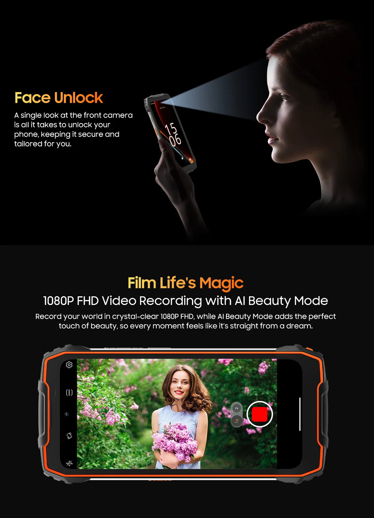 Blackview OSCAL PILOT 1 Rugged Phone, 6GB+ 256GB ,Helio G81 Smartphone Android14, 6.67'' Display Mobile Phone, 15000mAh, NFC