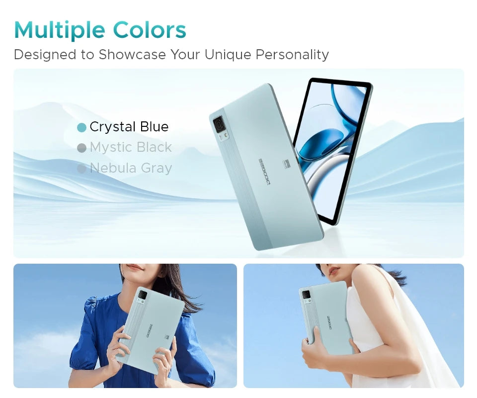 DOOGEE T40 Android Tablet 14 11 ''IPS 2.5K 8GB RAM 512GB ROM Helio G99 8580mAh 18W Charge Face Unlock 7.6mm ultra-thin Tablet