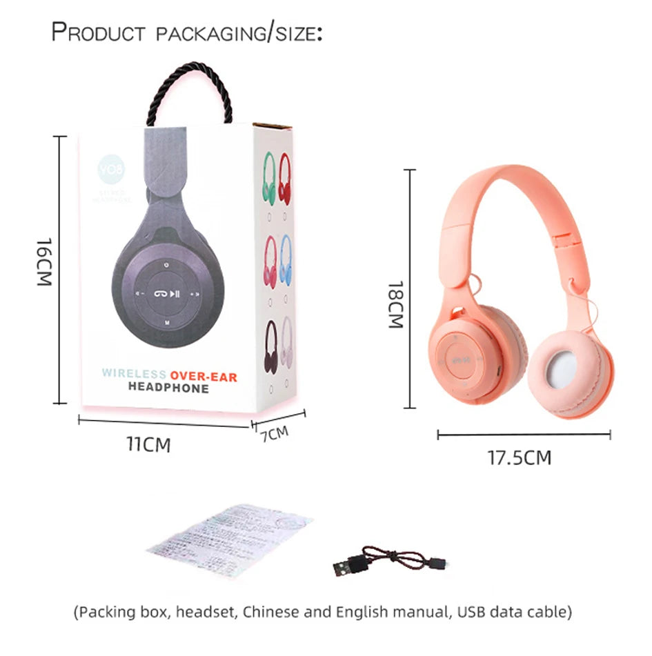 Kids Headphones Wireless Bluetooth Earphones Stereo Foldable Helmets Gaming Headsets Over-ear Headphones for Android ios Music
