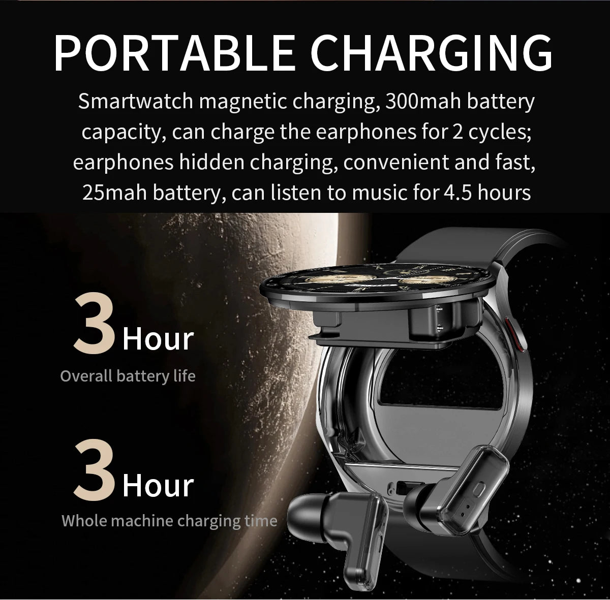 New Smart Watch TWS 2-in-1 Bluetooth Earphones With built-in Speaker HIFI 9D Sound Quality Health Monitor Watch For Android iOS