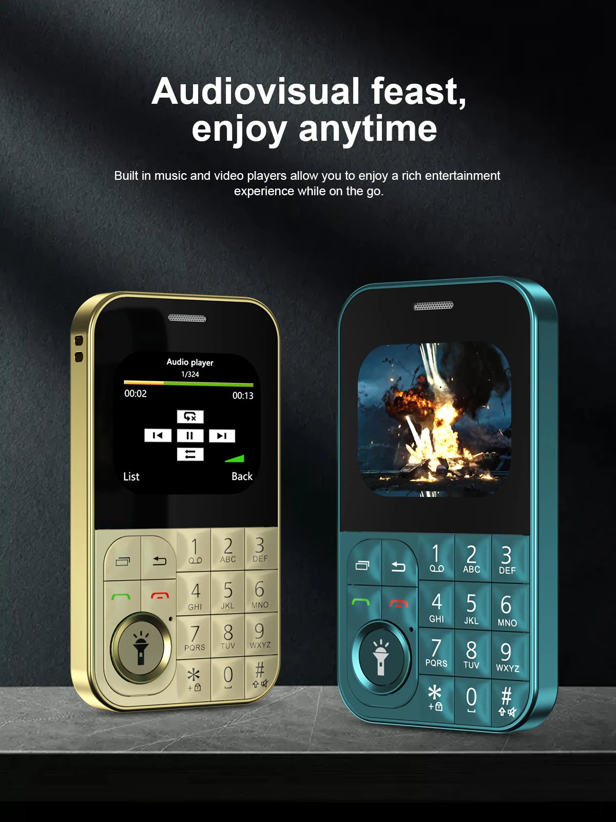 SERVO V9 Small Mobile Phone 2 SIM Cards Magic Voice Speed Dial MP4 Player Rear Camera Flashlight FM Radio 2G GSM Mini Cellphones