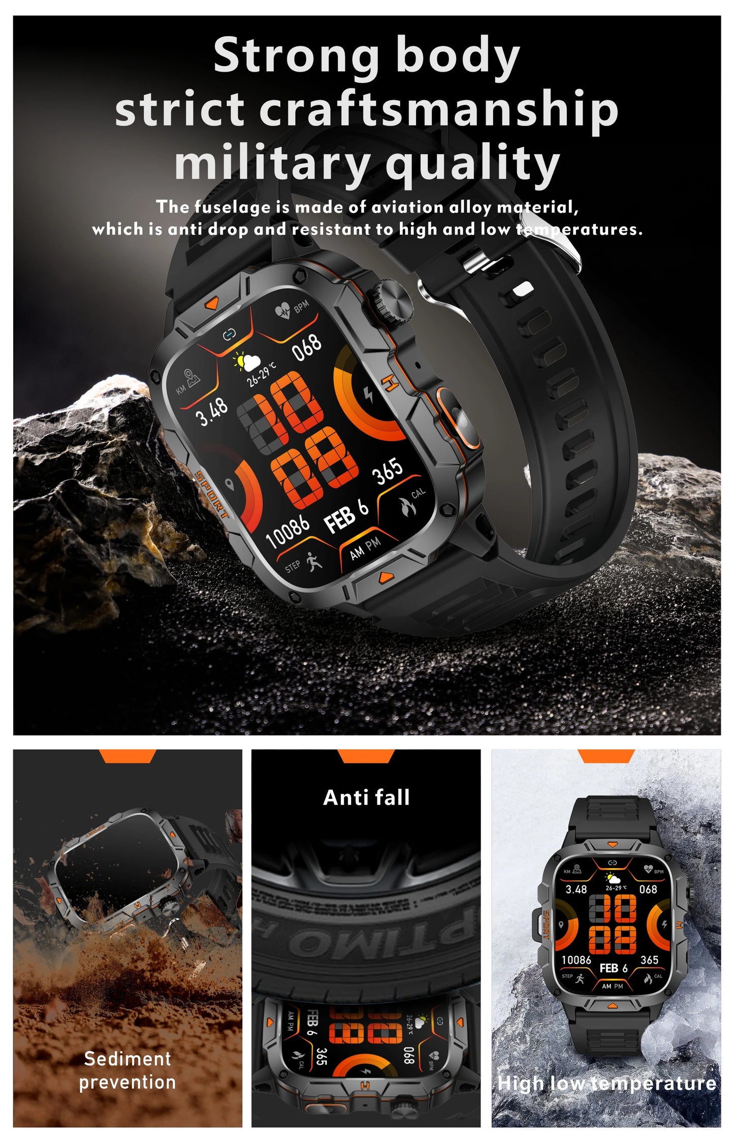 2025New Rugged Military GPS Track Smart Watch Men Bluetooth Call 5ATM Waterproof Flashlight Outdoor Sports SmartWatch For Xiaomi