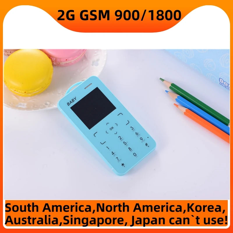 Unlocked Super Mini Card Mobile Phone 1.77 Inch 2G GSM Single SIM MP3 Telephone Bluetooth Dialer FM Blacklist Student CellPhones