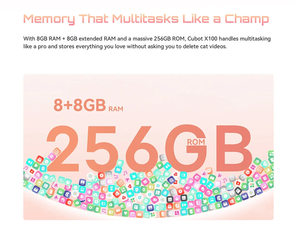 6.88-Inch Android Smartphone 5G Cubot X100, Dimensity 7025, 6nm, 2.5GHz, 16GB(8+8), 256GB, 64MP Camera, 5100mAh Battery, NFC