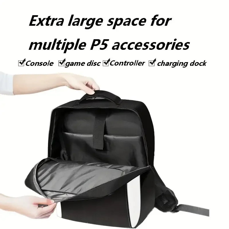 Console Backpack For PS5,Large Capacity Travel Carrying Case ,PSS SLIM torage Bag Controllers, Headset,Game Discs Accessoriess