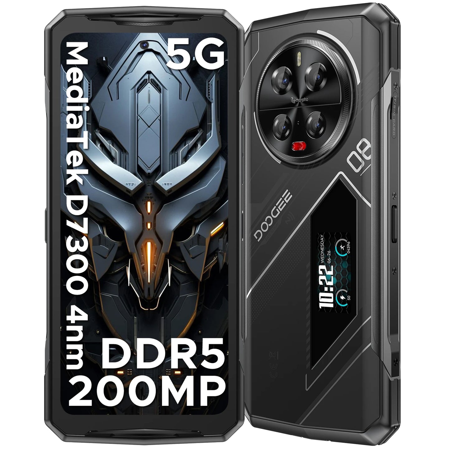 DOOGEE V40 Pro 5G Rugged Phone 1.47" Rear Display 16GB+512GB Dimensity 7300 200MP AI Camera 8680mAh Battery 5g Gaming Phone