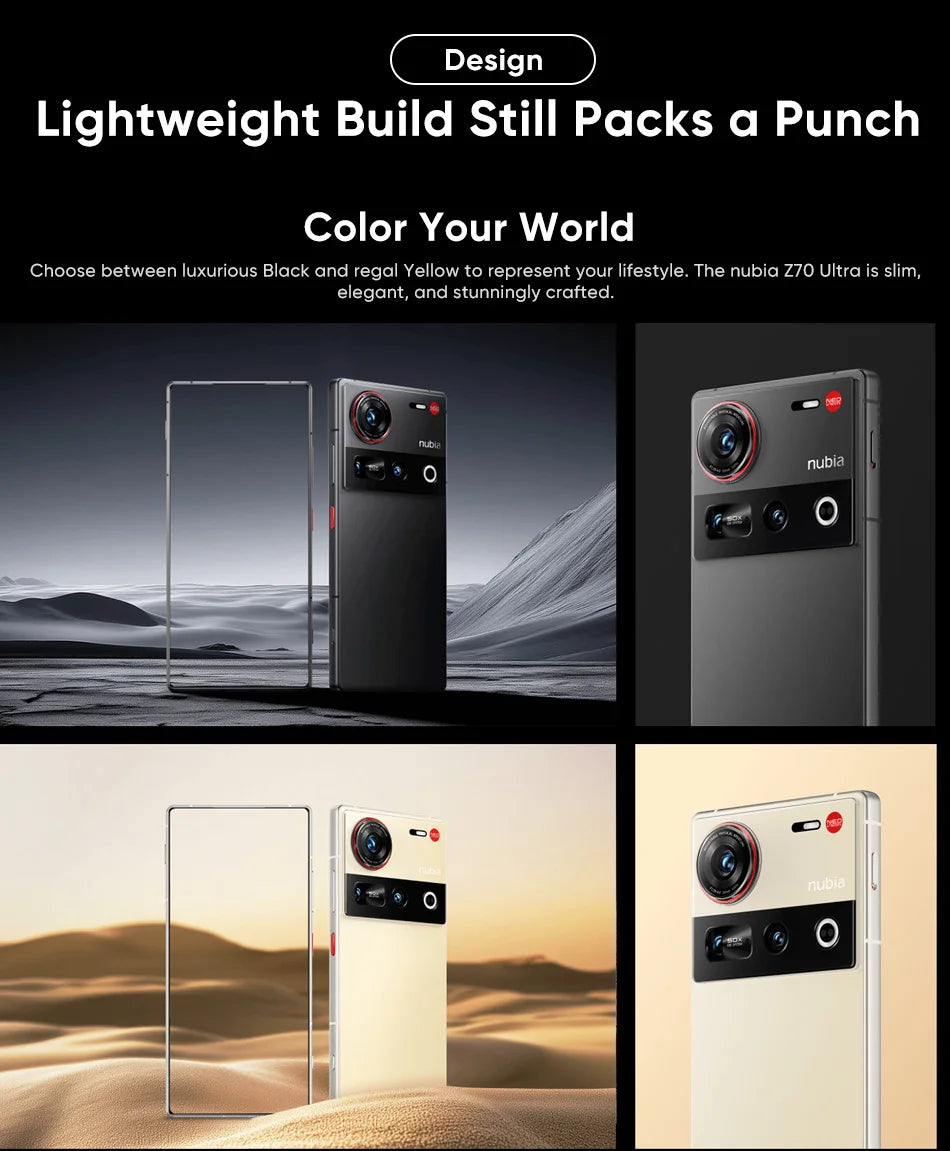 New Nubia Z70 Ultra Global Version 6.85"AMOLED 144Hz Screen Snapdragon 8 Elite Android 15 6150mAh Battery 80W Charging NFC IP69