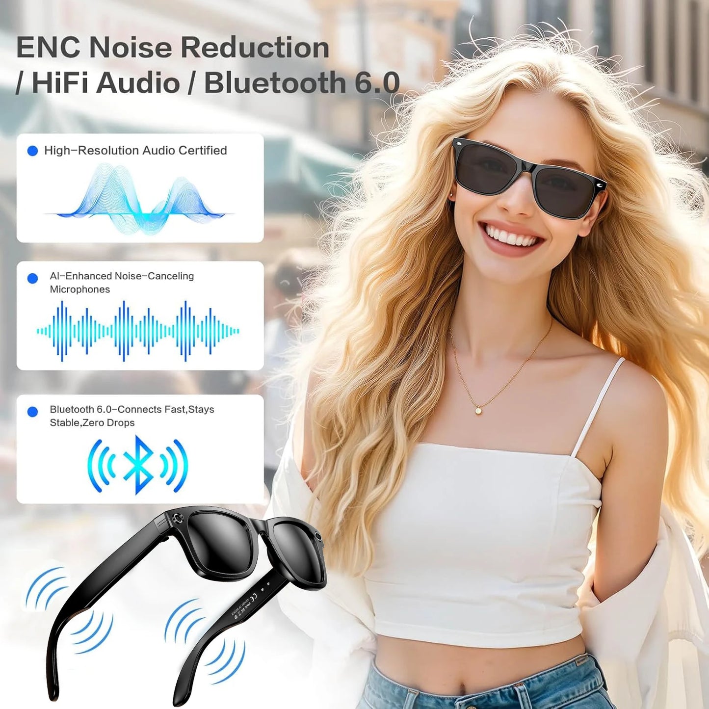 2025 Smart Glasses 32GB Memory with Camera Sunglasses Mini Camera Video Translation Bluetooth Call Anti-blue Glasses Man Women