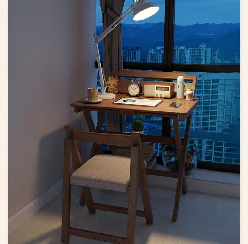 Solid Wood Foldable Console Desk Simple Modern Bedside Computer Desk Portable Bedroom Living Room Writing Table Home Furniture