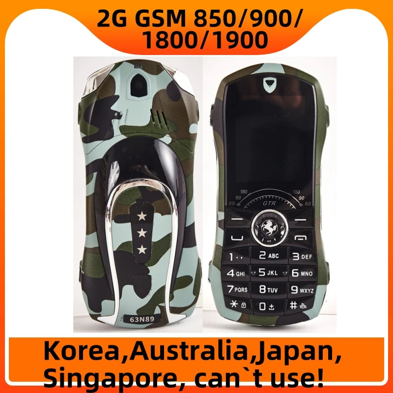 Car Shape Push Button Mobile Phone 1.8 Inch Mini Student Dual Sim 0.3MP CellPhone MP3 Wireless FM Luxury Type-C Telephone