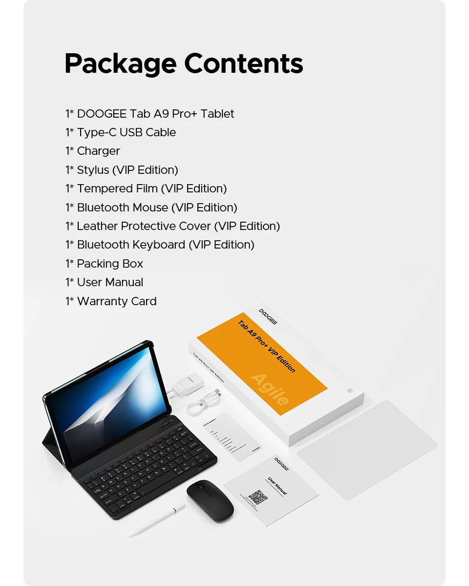 【Brand+】Doogee Tab A9 Pro+ Tablet Pc 11-Inch Android 15 30Gb Ram(6+24) 128Gb Rom 8580Mah Battery Widevine L1 Support