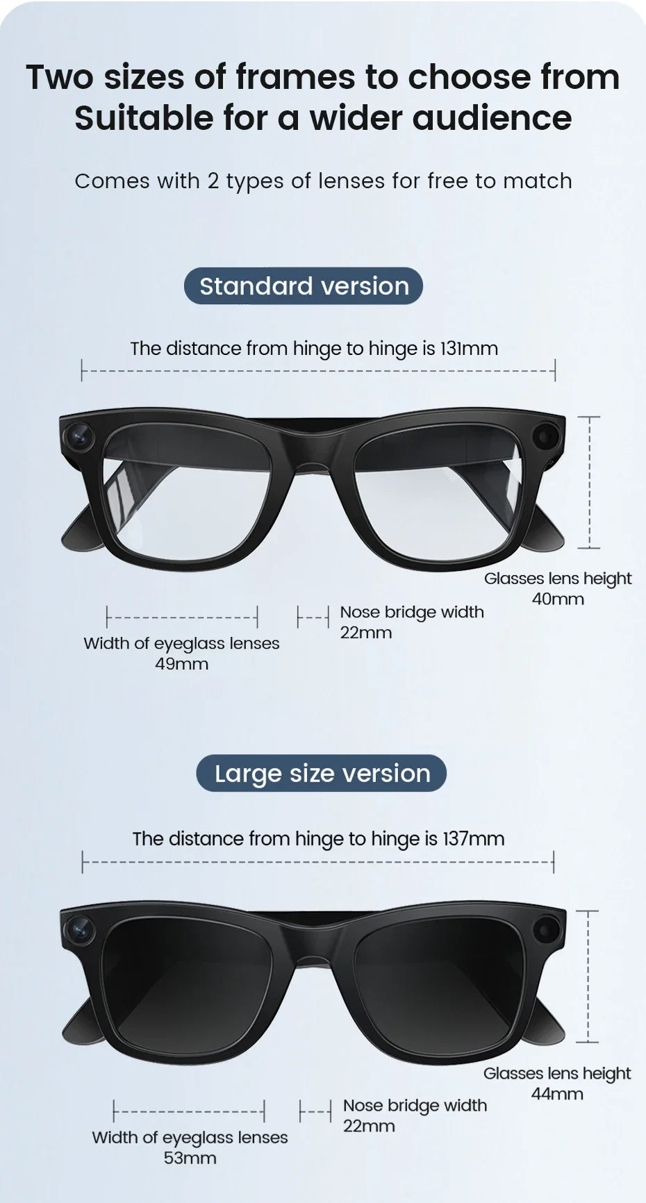 2025 New Smart Glasses 800W HD Camera AI Identification Touch 1080P HD Video Recording Al Voice Wireless Calling Smart Glasses