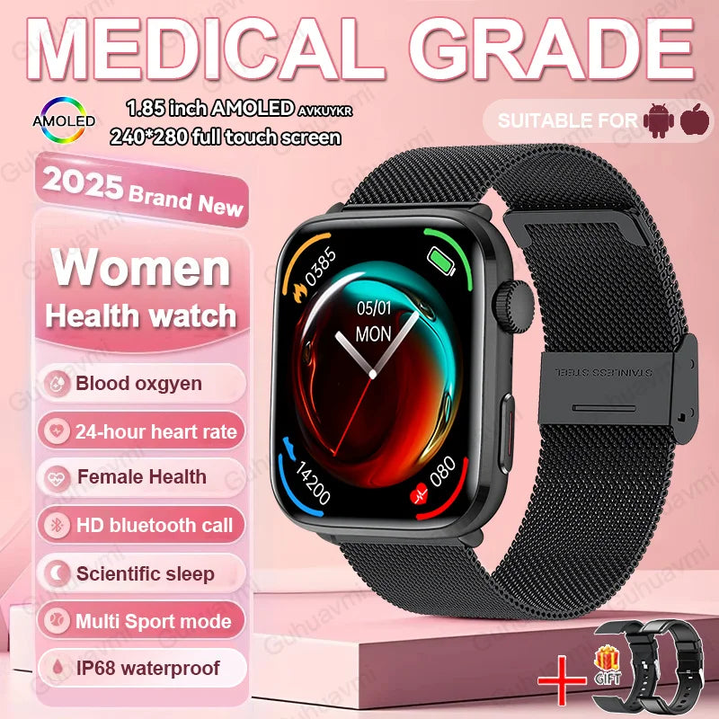 2025 Smart Watch For XIAOMI Women Full Touch Screen BT Call Waterproof Watches Sport Fitness Tracker Health Smartwatch Lady Gift