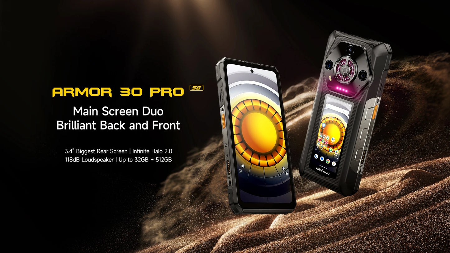 【World Premiere】Ulefone Armor 30 Pro 5G Rugged Phone Android 14 Smartphone 6.9" 120Hz 32GB+512GB 12800mAh Night Camera 64MP NFC