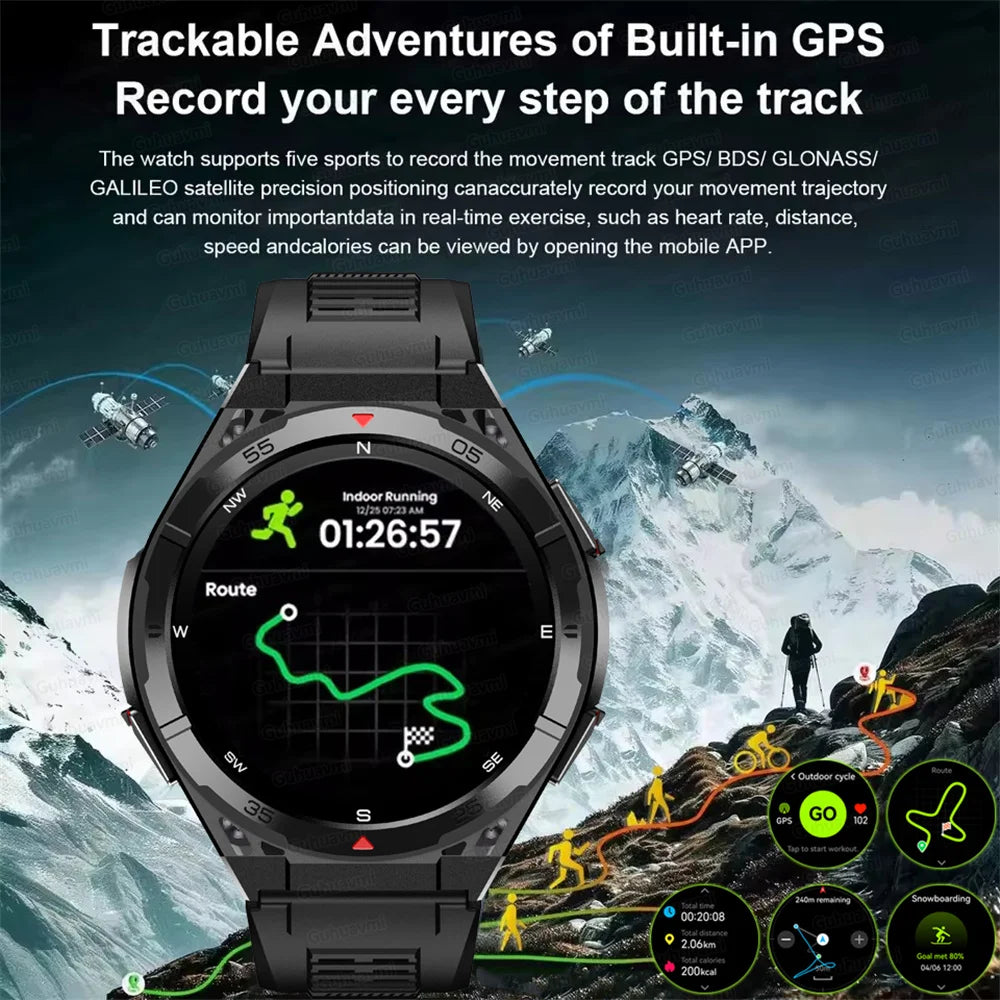 Swim Smartwatch Outdoor GPS Watch Sports Fitness Tracker Health Military Waterproof Watch BT5.3 Call Smart Watch for Android iOS