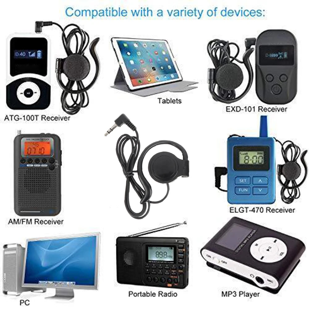NEW 3.5mm Earphone Earbud One Ear Headphone Headset for Radio Tour guide System