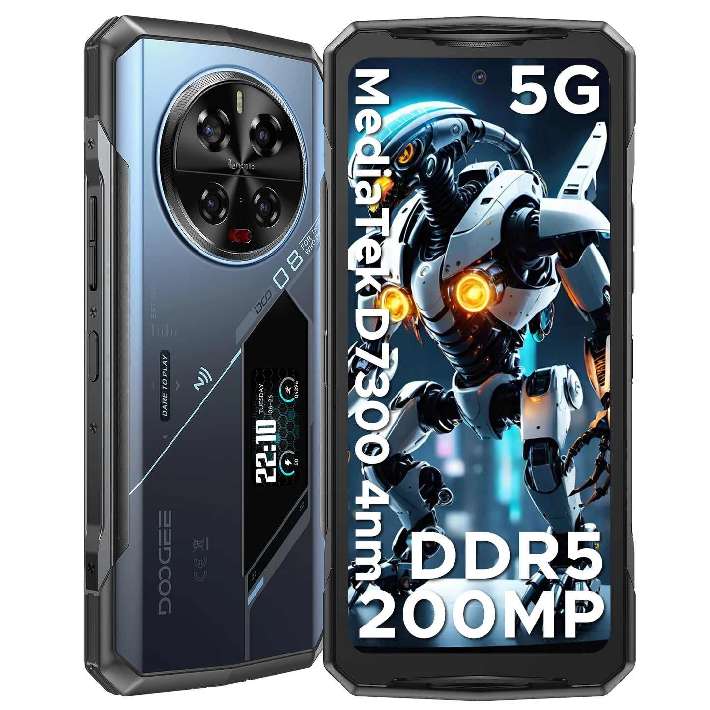 DOOGEE V40 Pro 5G Rugged Phone 1.47" Rear Display 16GB+512GB Dimensity 7300 200MP AI Camera 8680mAh Battery 5g Gaming Phone