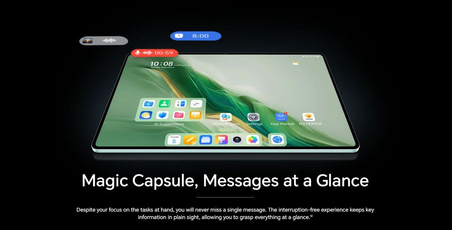 Global Version HONOR MagicPad 2 tablet android 12.3" OLED Screen Snapdragon 8s Gen 3 CPU 13MP Rear Camera 10050mAh Battery
